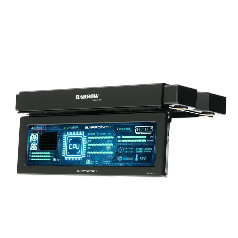 Barrowch 250mm IPS High Definition System Monitoring LCD Display - Black - مؤشر حرارة